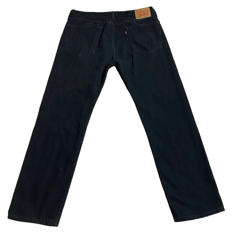 Levis Strauss 505 Jeans Black Regular Straight Denim Pants Men's Size 36x32 - Picture 2 of 7